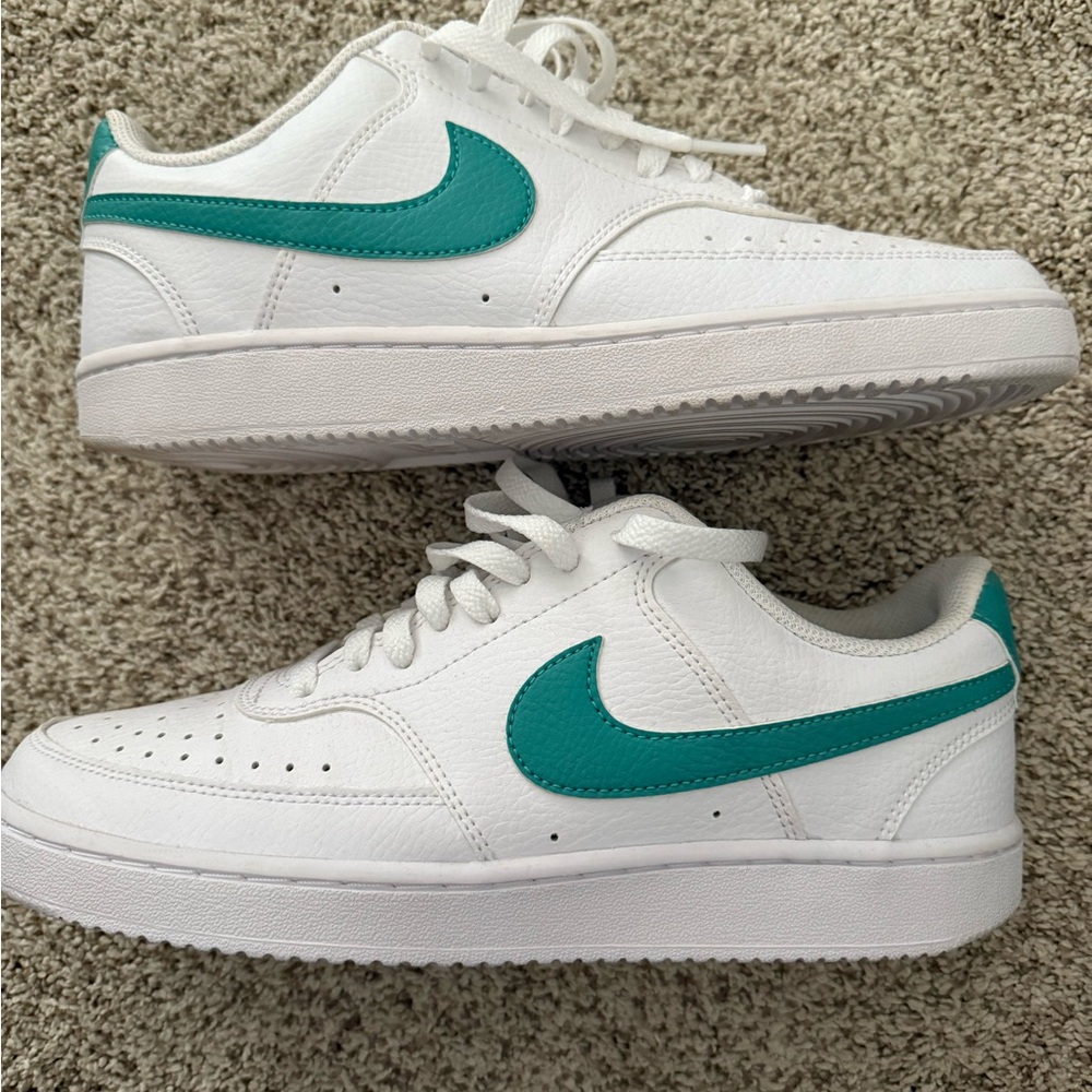 Nike White Lifestyle Sneakers with Teal Accents
